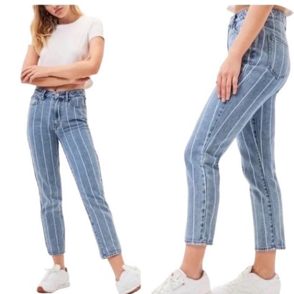 Pacsun Mom Jean Light Wash Stripe Jeans